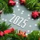 New Year 2025 background. Number of the coming year in Christmas decoration.